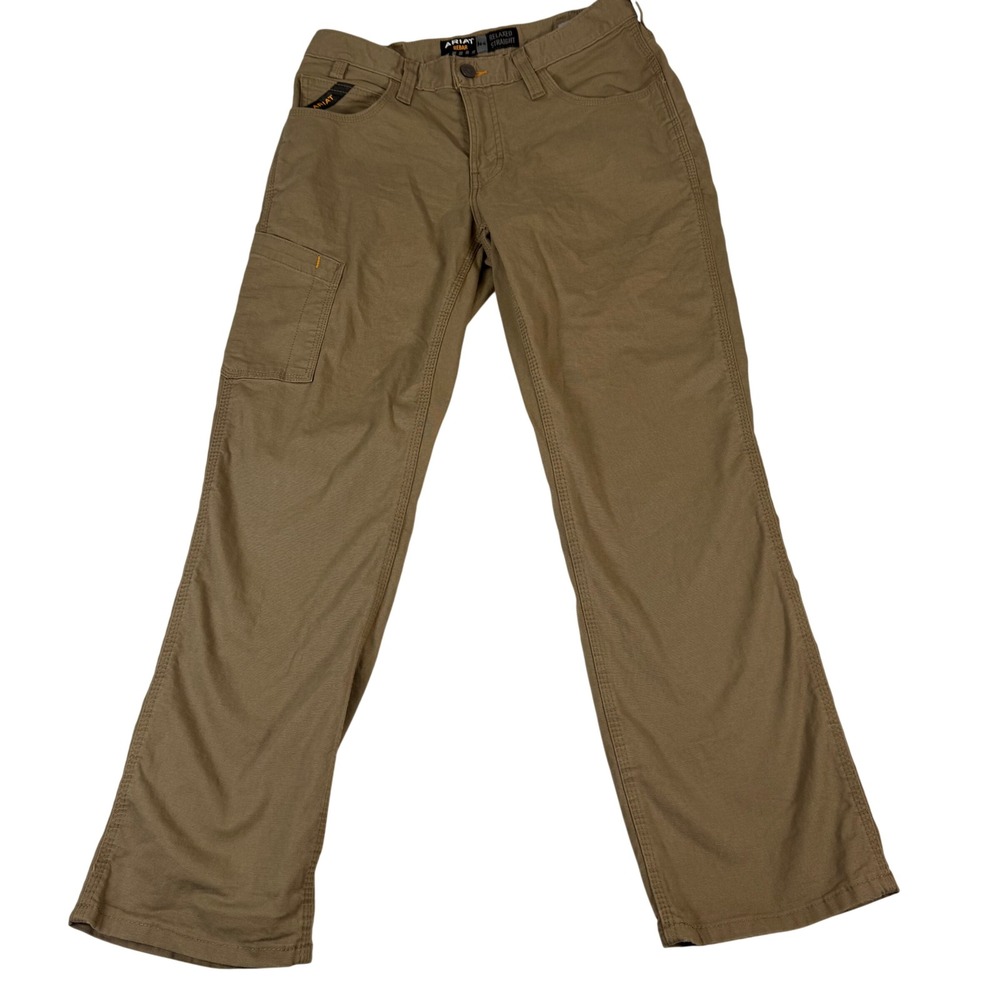 Ariat Rebar M4 Work Pants Mens 30/30 Khaki DuraStretch Relaxed Straight Canvas